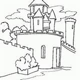Castle Coloring Medieval Drawing Outline Kids sketch template