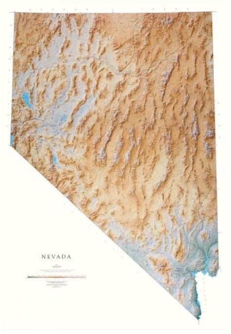 nevada physical wall map by raven maps