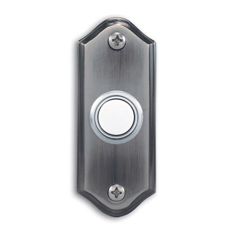 heath zenith wired pewter doorbell button   doorbell buttons department  lowescom