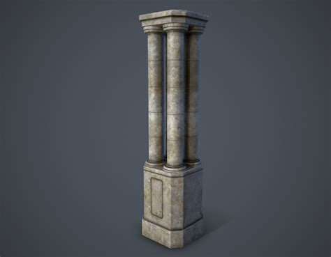 3d Model Ancient Pillar Vr Ar Low Poly Cgtrader