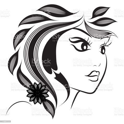 ilustración de mujer cara silueta abstracta diseño de moda peinado