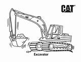 Excavator Engin Caterpillar Excavation Getcolorings Plow Chantier sketch template