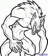 Werewolf Coloring Line Drawing Pages Lineart Kids Easy Draw Cartoon Adults Print sketch template