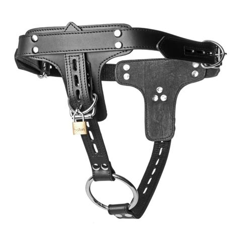 strict leather premium locking leather cock ring and anal plug harness ae420