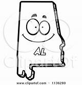 Alabama State Outlined Character Happy Coloring Clipart Cartoon Cory Thoman Vector sketch template