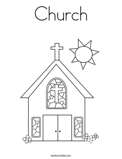 church coloring page twisty noodle
