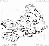 Vacuum Boy Illustration Line Using Happy Royalty Clipart Toonaday Rf sketch template