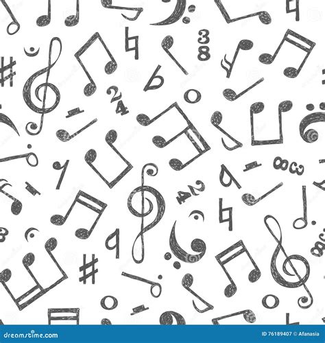 hand drawn  notes seamless pattern musical bcakground stock