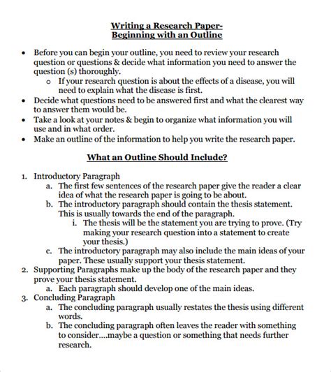 sample research paper outline   write  research paper outline