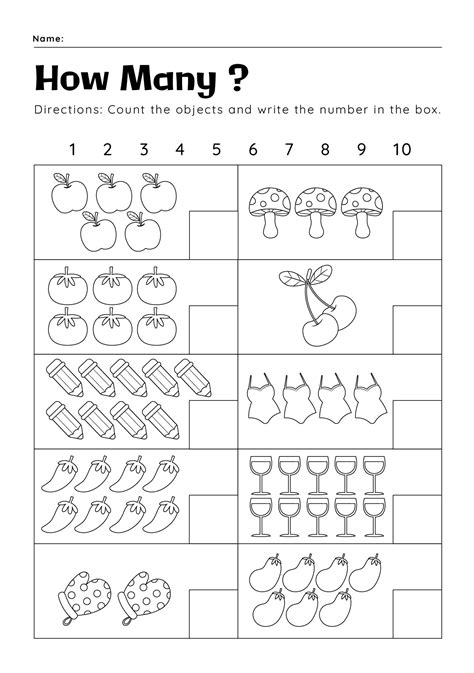 kindergarten printable counting   worksheets printableecom