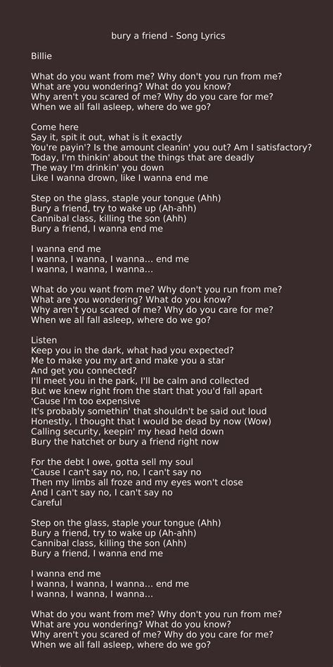 billie eilish bury  friend lyrics song lyrics billie eilish lyrics