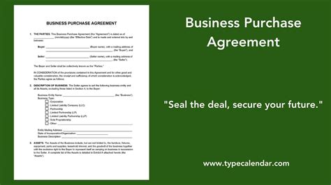 printable business purchase agreement templates  word