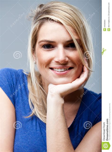 natural happy woman with a lovely smile stock images