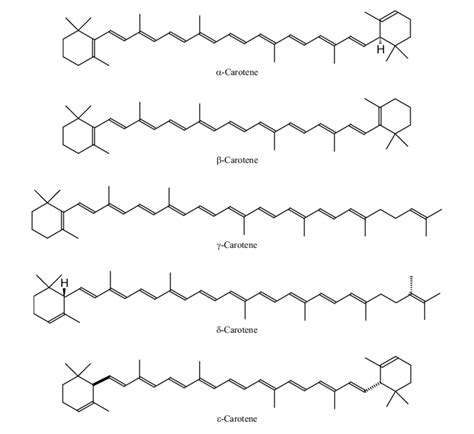 chemical structure  carotene series  scientific diagram