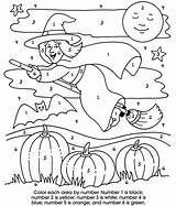 Halloween Number Color Coloring Pages Numbers Kids Worksheets Printable Witch Printables Activities French Math Worksheet Kindergarten Crafts Doverpublications Drawings Sheets sketch template