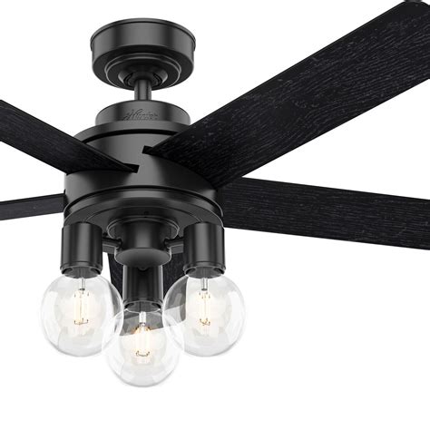 hunter fan   contemporary matte black ceiling fan  light kit remote ebay