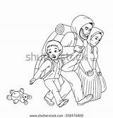 Immigrant Refugee Sketch Drawn Hand Refugees Man Coloring Pages Mother Boy Little Vector Shutterstock Family Template sketch template