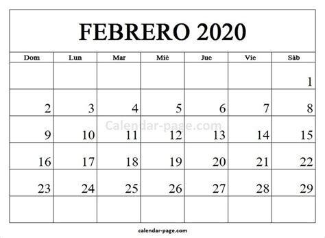 febrero calendario calendario en es