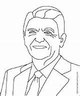 Reagan Ronald Enchantedlearning Coloring Printout Color Face President Pres History sketch template