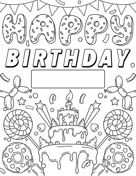 color   happy birthday coloring page