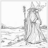 Coloring Colouring Pages Book Adults Lord Rings Gandalf Tolkien Printable Geeky Books Adult Pencils Color Sheets Pattern Tolkiens Earth Who sketch template