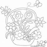 Embroidery Patterns Flower Applique Coloring Basket Designs Hand Pages Vintage Transfers Quilt Single Printable Flickr sketch template