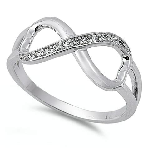 Sac Silver Infinity Heart White Cz Promise Ring New 925 Sterling