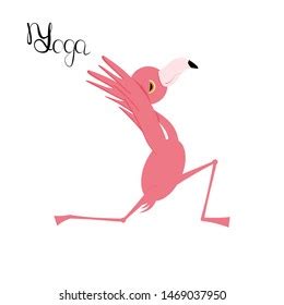 cute cartoon flamingo yoga pose character vector de stock libre de