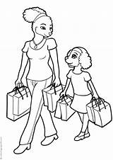 Shopping Coloring Pages Go People Books Dogs Printable sketch template