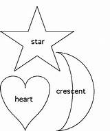 Shapes Heart Star Coloring Crescent Netart Print sketch template
