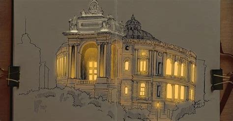artist   lights     ink drawings  buildings