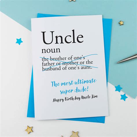 personalised birthday card  uncle     alphabet