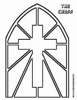 Stained Glass Cross Coloring Window Church Pages Printable Religious Patterns Kids Simple Crosses Clipart Outline Craft Drawing Template Colour Stain sketch template