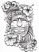 Tiki Tribal Robinson Maori Hawaiianisches Maske Wefollowpics sketch template