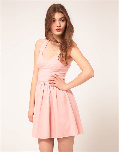 Lyst Asos Summer Dress With Sweetheart Neck In Pink