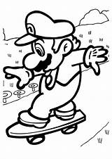 Mario Coloring Super Skate Play Board Brothers sketch template