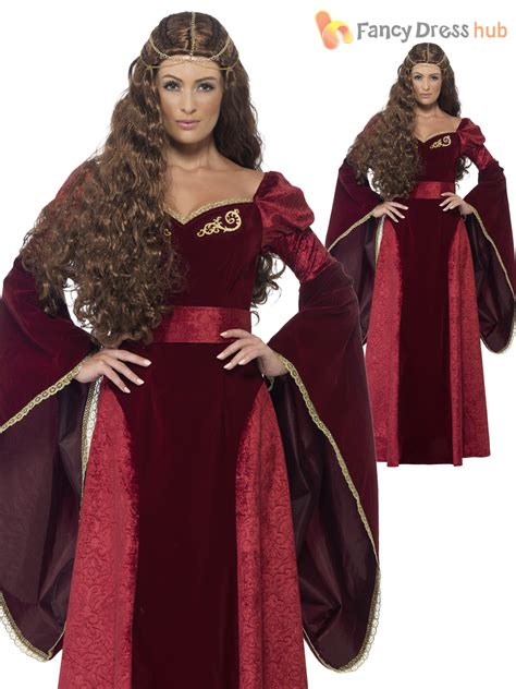 Size 8 22 Ladies Medieval Queen Costume Womens Tudor Game