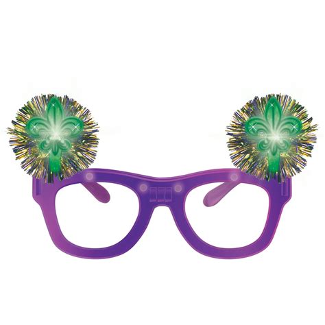 Mardi Gras Light Up Eyeglasses 1ct Litins Party Value