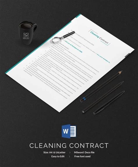 cleaning contract template  word  documents