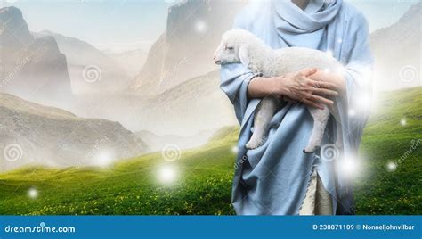 jesus recovered  lost sheep carrying    arms stock image image  divine love