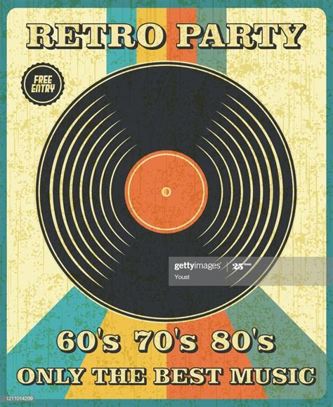 Retro Music And Vintage Vinyl Record Poster In Retro Design Style