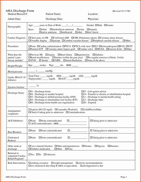 fake hospital discharge papers template