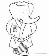 Babar Coloring Pages Cartoon Color Character Printable Sheets Kids Found Back sketch template