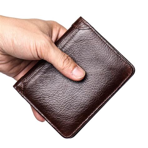 simple black leather mens bifold small wallet front pocket billfold