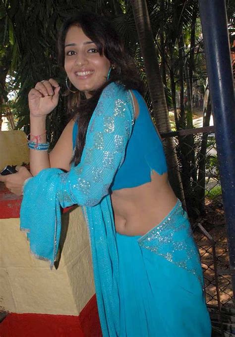 south indian actress nikitha blue saree hot navel photos gallery latest