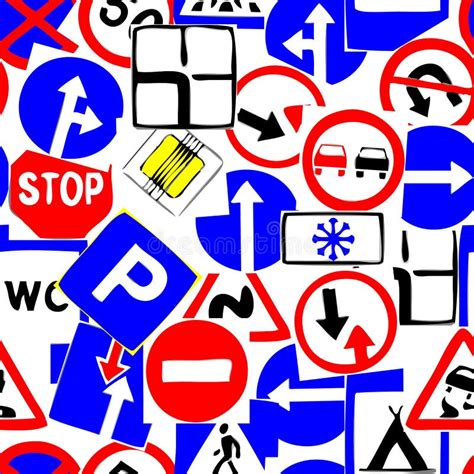 seamless road sign pattern stock vector illustration  continuity