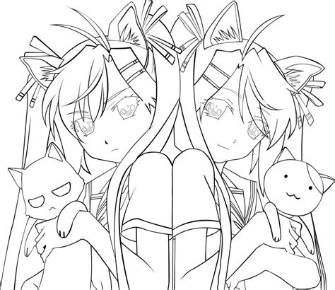 twin anime girls coloring pages sketch coloring page