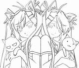 Twins Anime Coloring Lineart Deviantart Pages Twin Girls Kirishima Sketch Larger Credit sketch template