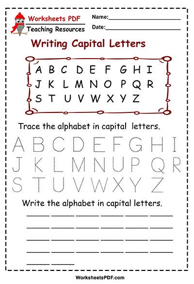 writing capital letters worksheets