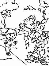 Playing Coloring Outside Pages Kids Children Leaves Fall Color Outdoors Jumping Pile Into Getcolorings Popular Coloringhome Print 73kb 405px sketch template